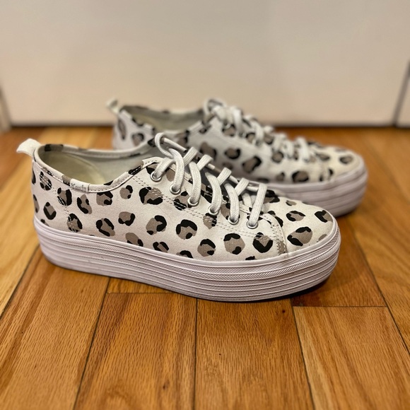 Keds White and Black Leopard Print Sneakers - Picture 3 of 5